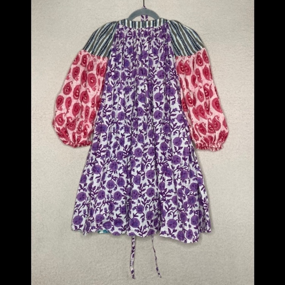 NEW Charina Sarte Floral Dress Women's XS Blue/Purple/Pink Balloon Sleeve Boho - Picture 7 of 14